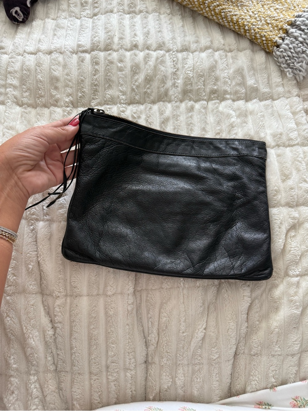 Balenciaga Black Leather Wristlet Clutch with Brass Hardware - Picture 2 of 7